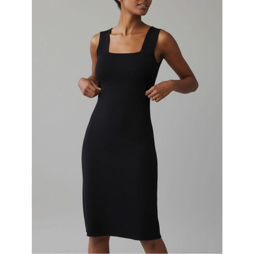 HOUSE OF HARLOW 1960 Black Square-Neck Sleeveless Bodycon Dress Size L